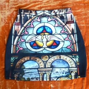 BlackMilk Mini Skirt Cathedral Stained Glass